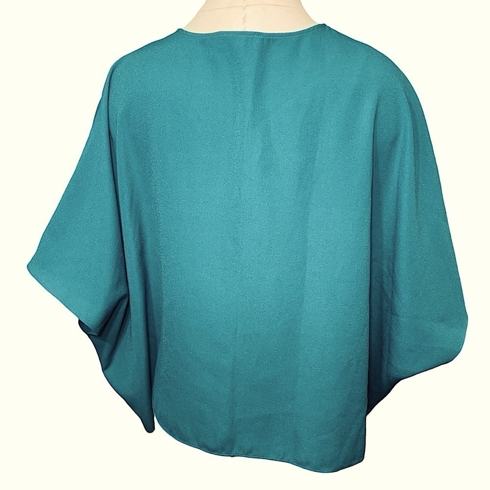 Aritzia Babaton Green Crepe Blouse Sz S Oversized Dolman Short Sleeve Shirt - Picture 4 of 13